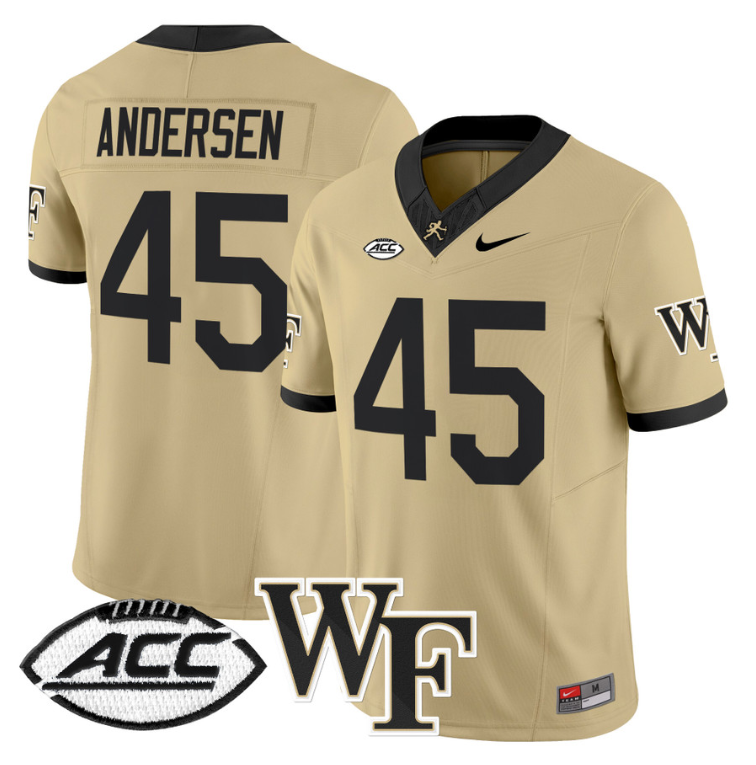 Nick Andersen Jersey #45 Wake Forest Demon Deacons 2024 Stitched Gold