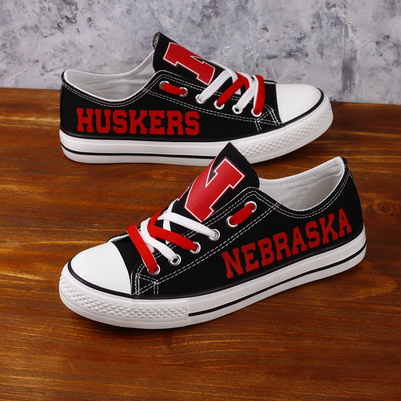 Nebraska Cornhuskers Limited Print NCAA College Students Low Top Canvas Shoes Sport Sneakers