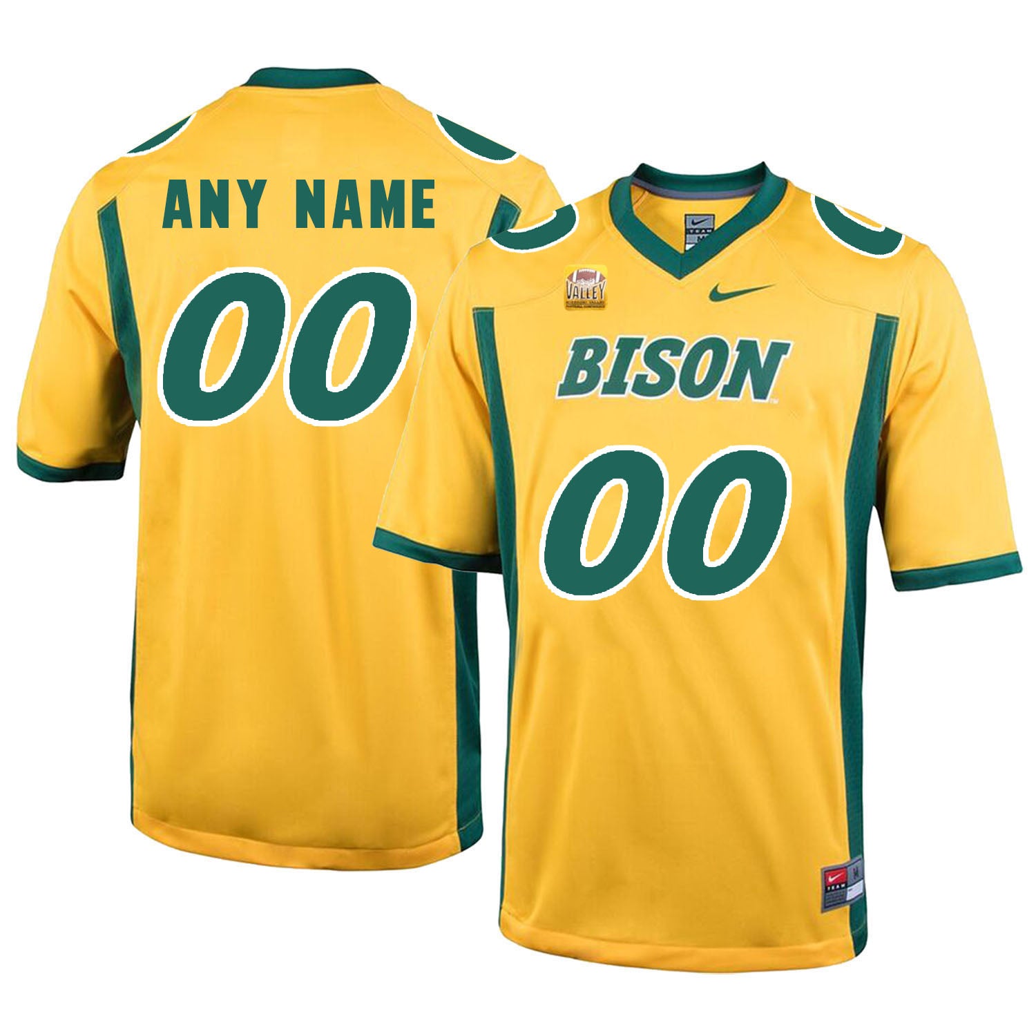 North Dakota State Bison Custom Name Number Football Jersey Yellow