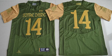 Notre Dame Fighting Irish #14 DeShone Kizer Green Stitched College Football 2016 Shamrock Series Under Armour NCAA Jersey