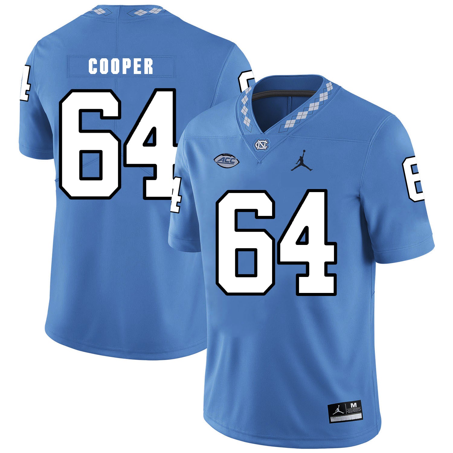 North Carolina Tar Heels #64 Jonathan Cooper Football Jersey Blue