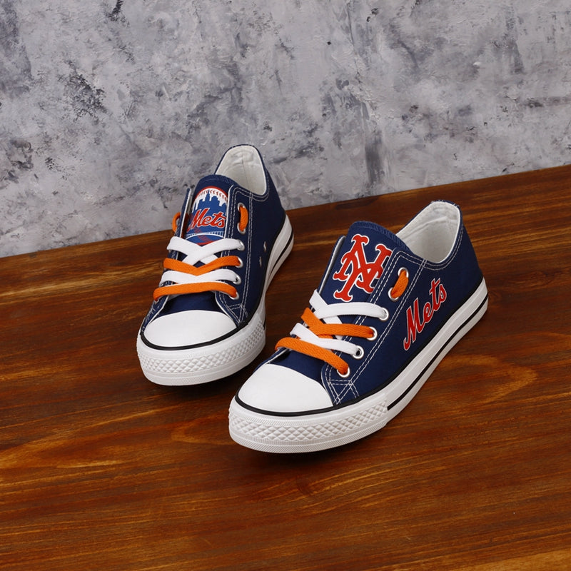 New York Mets Limited Print MLB Baseball Fans Low Top Canvas Shoes Sport Sneakers T-DAC79L