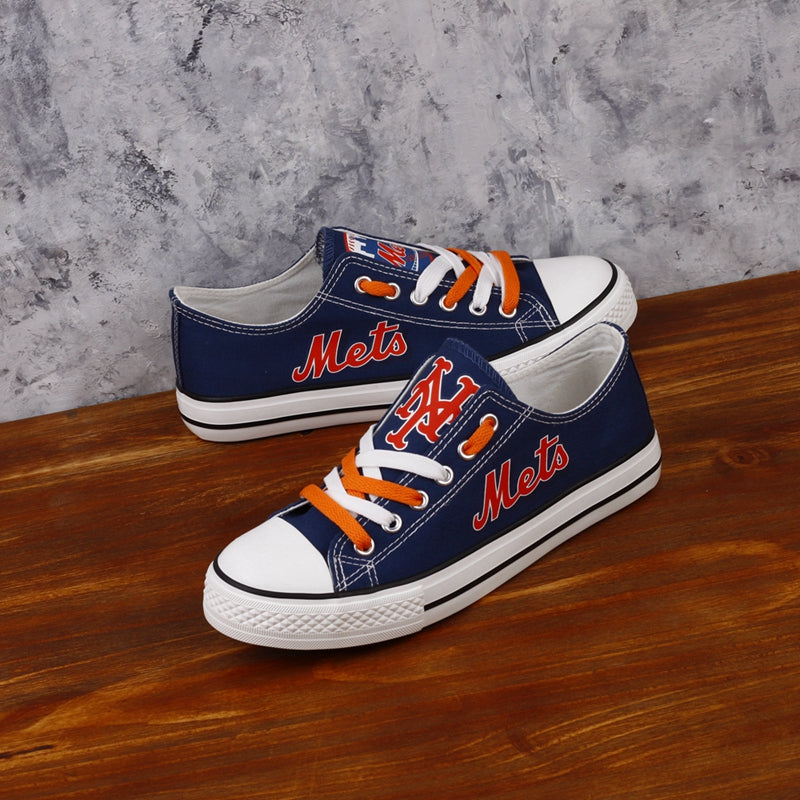 New York Mets Limited Print MLB Baseball Fans Low Top Canvas Shoes Sport Sneakers T-DAC79L