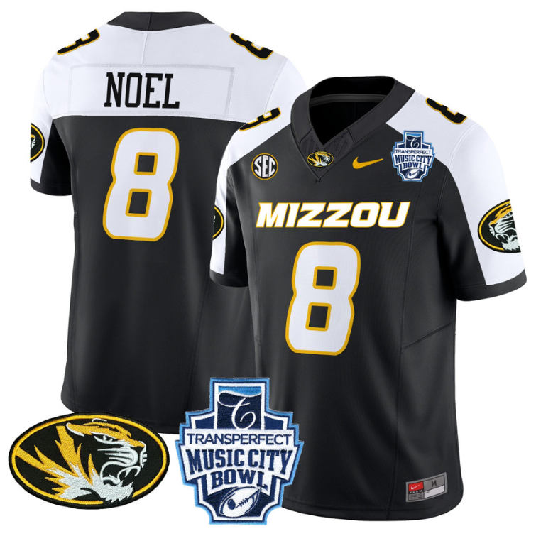 Nate Noel Jersey #8 Missouri Tigers 2024 Music City Bowl Black Alternate