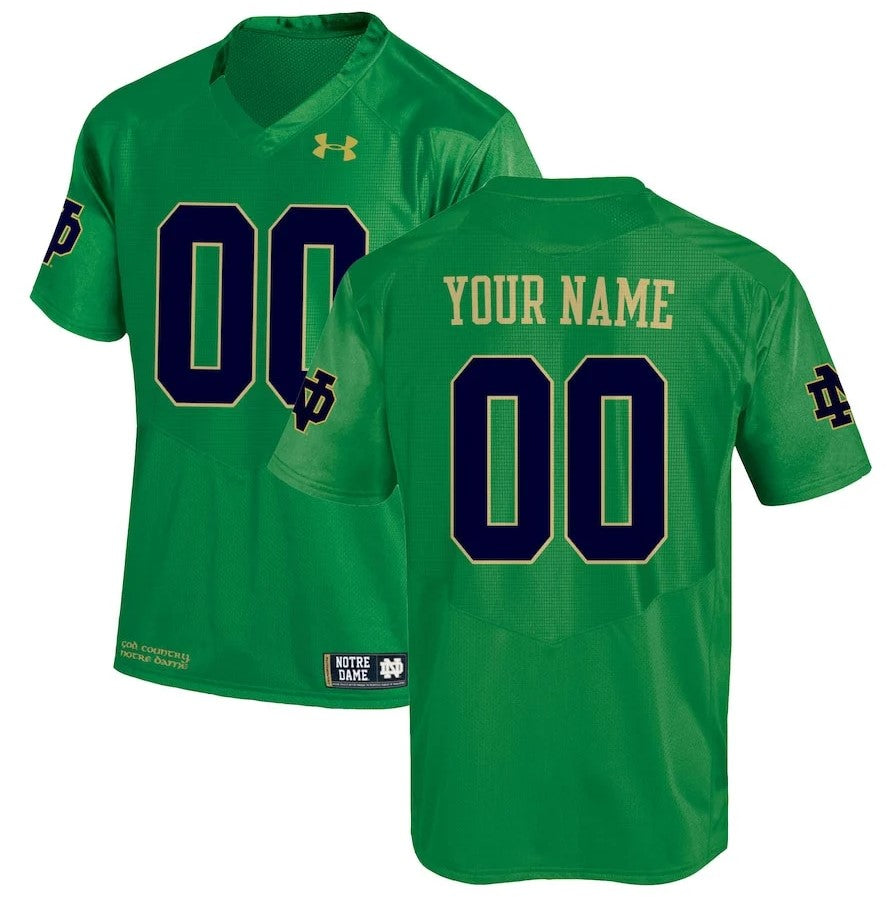 Notre Dame Fighting Irish Custom Name and Number NCAA Football Jersey Green