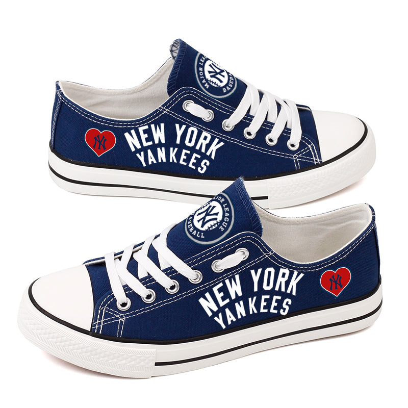 New York Yankees Limited Print MLB Baseball Fans Low Top Canvas Shoes Sport Sneakers T-DAC185L