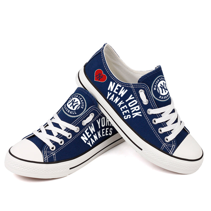New York Yankees Limited Print MLB Baseball Fans Low Top Canvas Shoes Sport Sneakers T-DAC185L