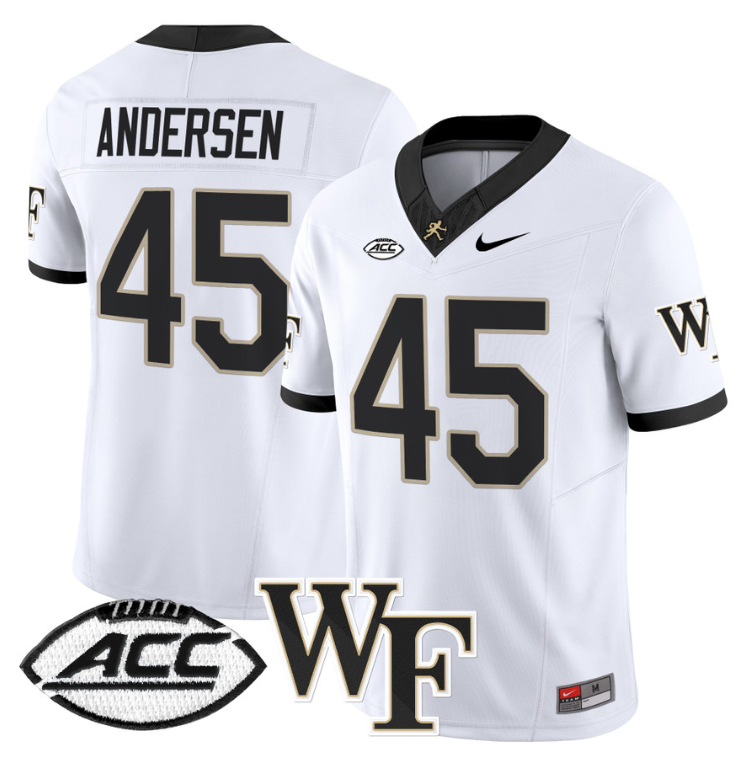 Nick Andersen Jersey #45 Wake Forest Demon Deacons 2024 Stitched White