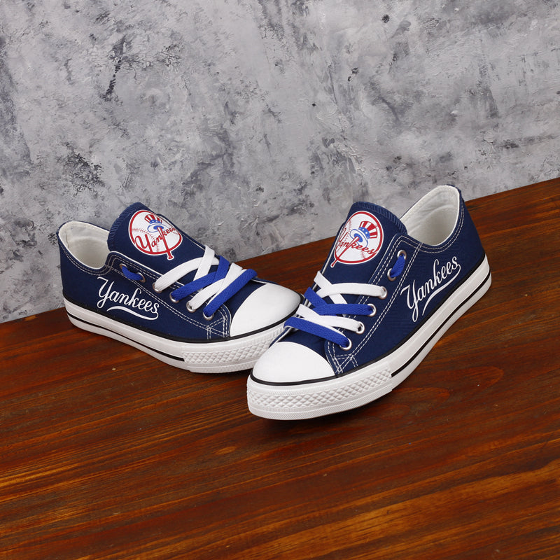 New York Yankees Limited Print MLB Baseball Fans Low Top Canvas Shoes Sport Sneakers T-DAC136L
