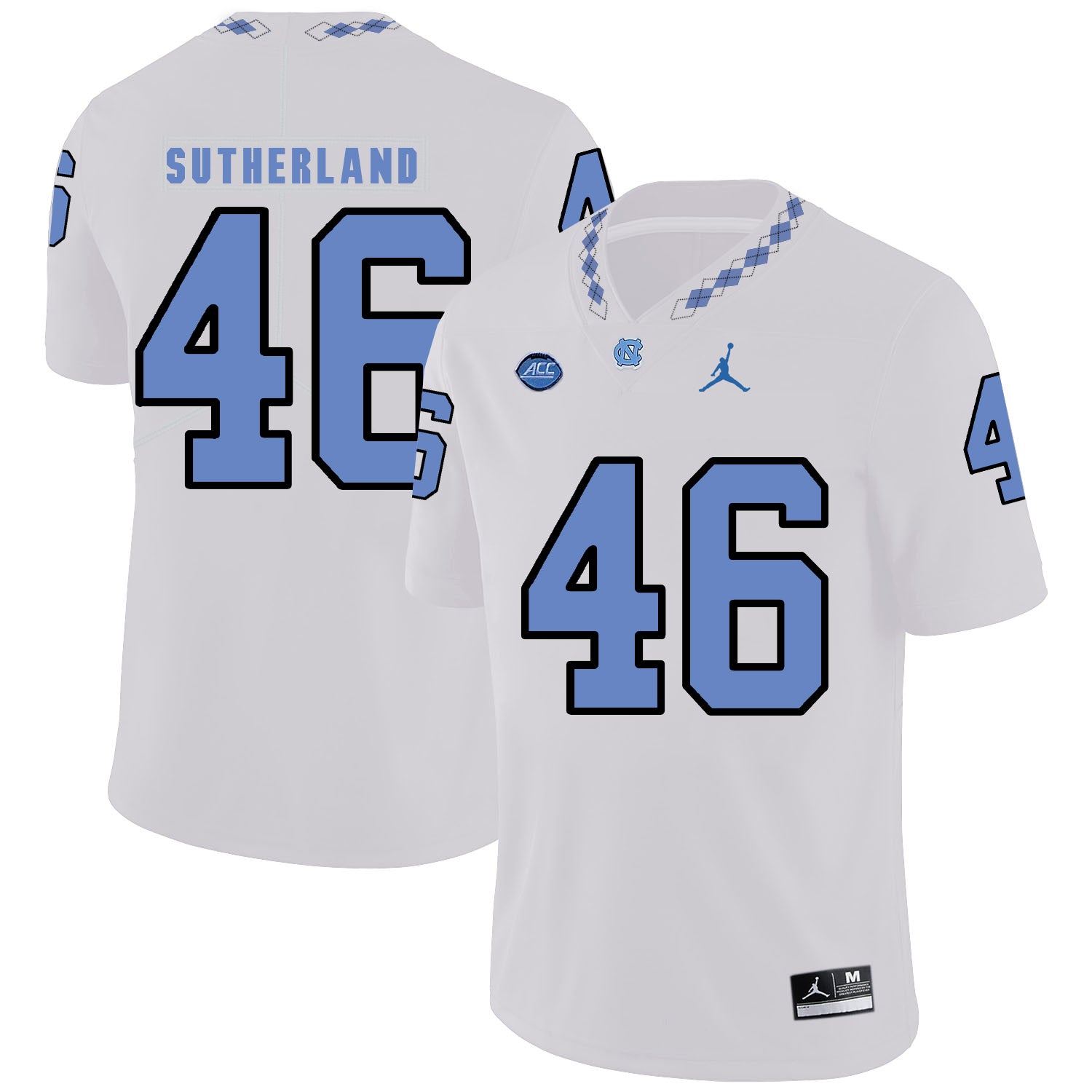 North Carolina Tar Heels #46 Bill Sutherland Football Jersey White