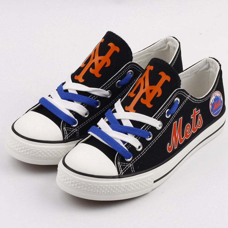 New York Mets Limited Print MLB Baseball Fans Low Top Canvas Shoes Sport Sneakers T-DJ181H