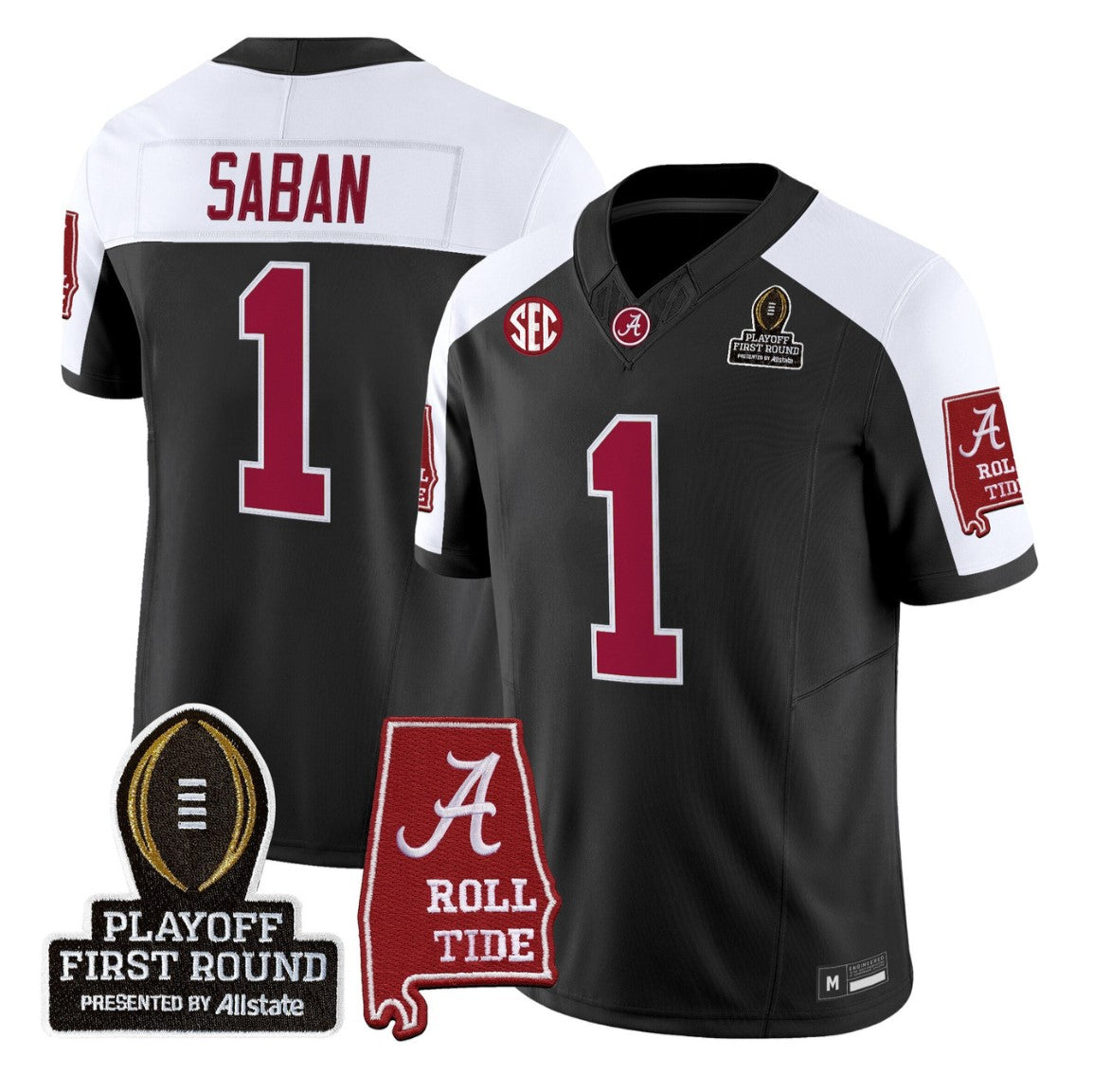 Nick Saban Jersey #1 Alabama Crimson 2025 Playoff First Round Stitched