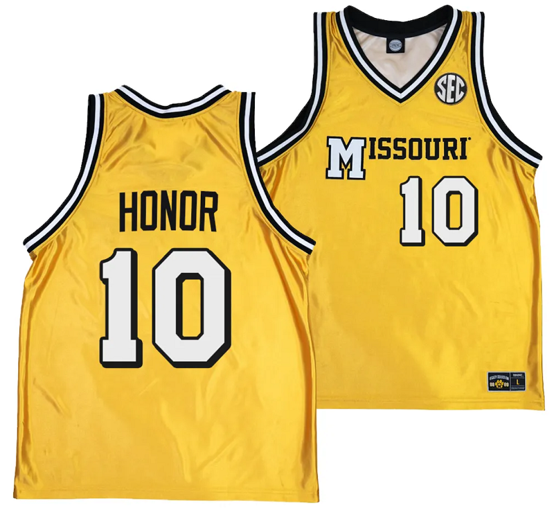 Nick Honor Jersey #10 Missouri Tigers Alternate Basketball Throwback Legacy uniform Gold