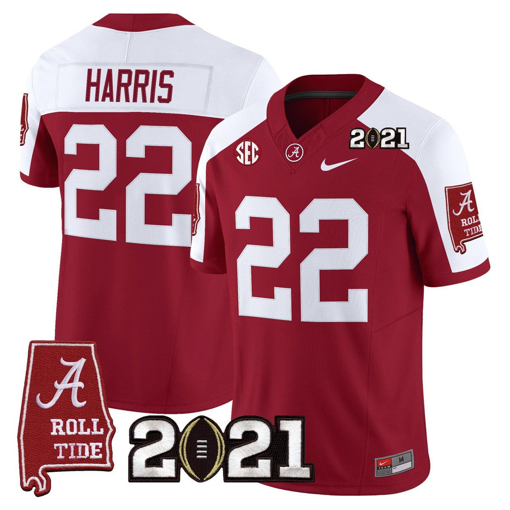 Najee Harris Jersey #22 Alabama 2021 CFP Championship Alabama Map Crimson Alter