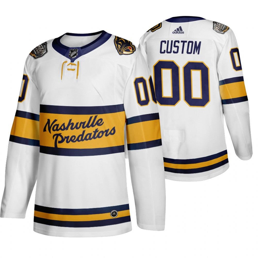 Nashville Predators Custom White 2020 Winter Classic Retro NHL Jersey