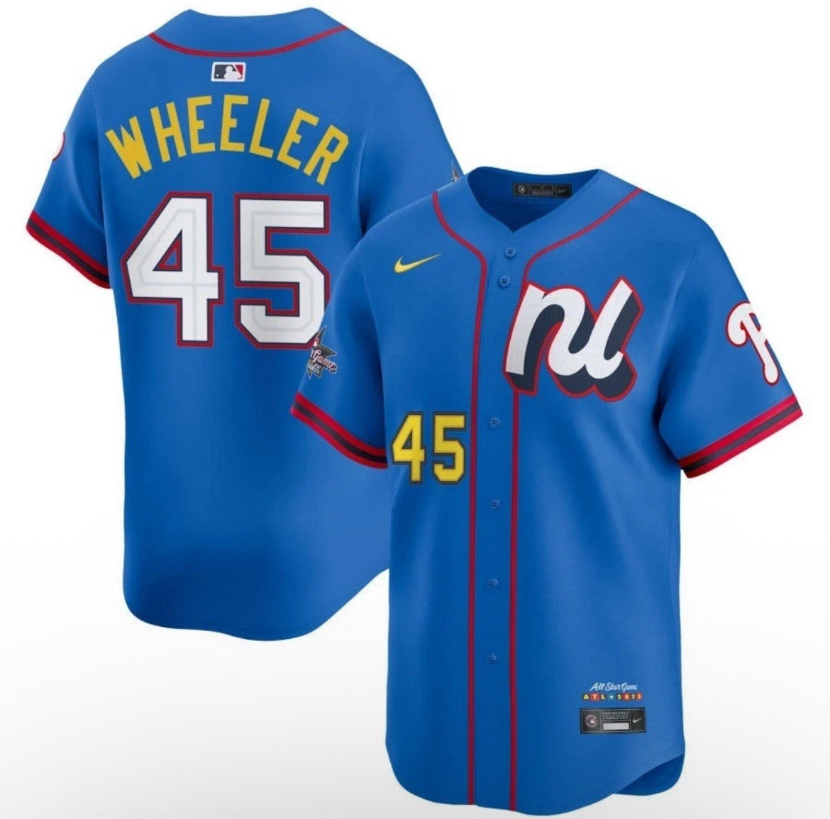 National League Zack Wheeler #45 Blue 2025 All-Star Game Limited Jersey Stitched