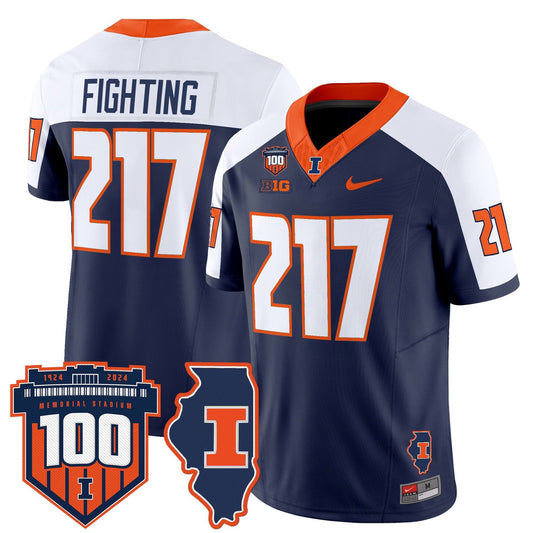 Fighting Jersey #217 Illinois Fighting 100th Memorial Stadium Navy Alternate