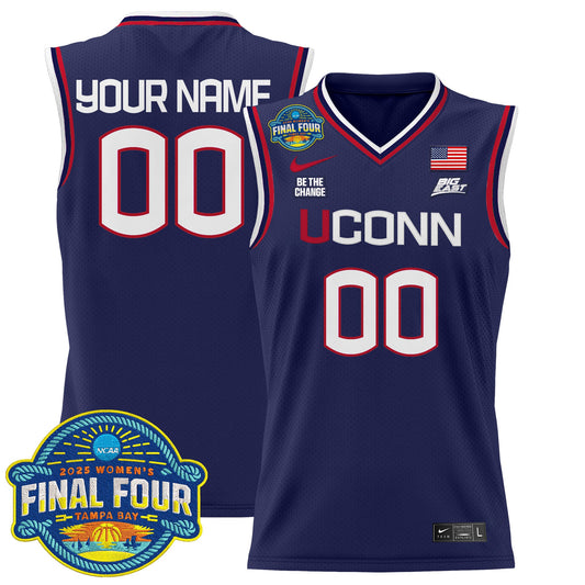 Custom UConn Huskies Jersey 2025 Big Eat Final Four Patch Stitched Navy