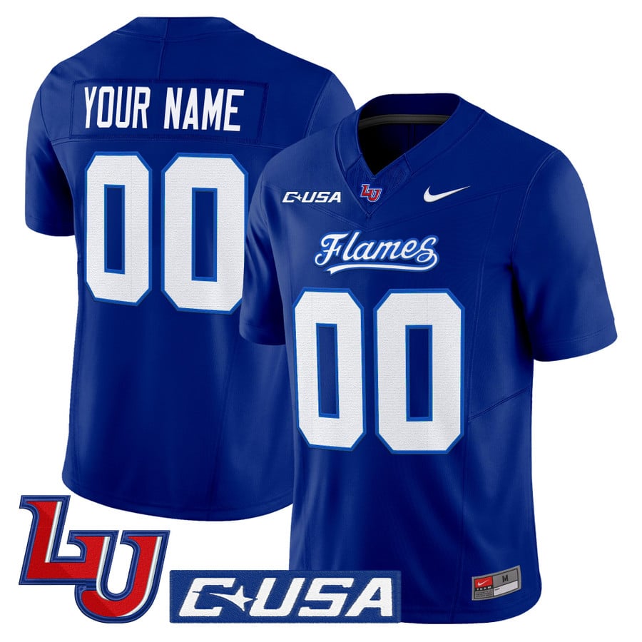 Custom Liberty Flames Jersey Name, Number 2025 Vapor Limited Stitched Mono Navy