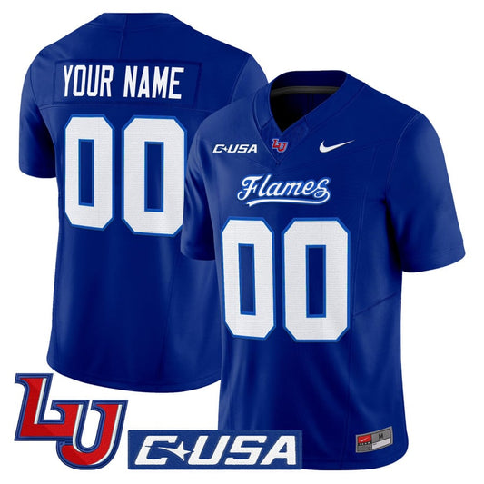 Custom Liberty Flames Jersey Name, Number 2025 Vapor Limited Stitched Mono Navy