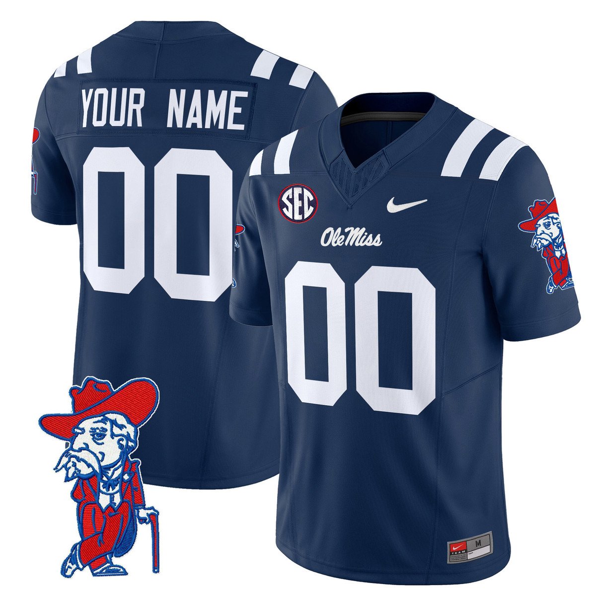 Custom Ole Miss Rebels Jersey Name, Number 2025 V2 Stitched Navy