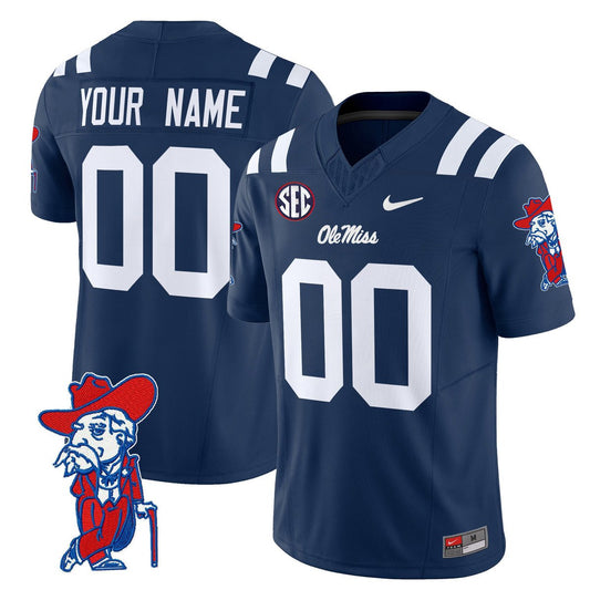 Custom Ole Miss Rebels Jersey Name, Number 2025 V2 Stitched Navy