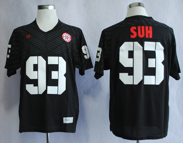 Nebraska Cornhuskers #93 Ndamukong Suh College Football Jersey Black