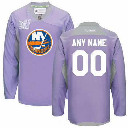 New York Islanders Purple Pink Custom Reebok Hockey Fights Cancer Practice Jersey