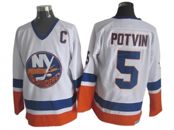 New York Islanders #5 Denis Potvin Vintage CCM Jersey - White