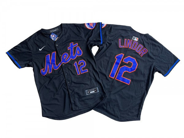 New York Mets #12 Francisco Lindor Black Cool Base Jersey
