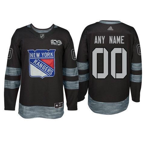 New York Rangers Black 1917-2017 100th Anniversary Stitched NHL Custom Jersey