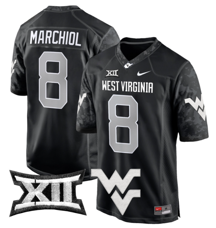 Nicco Marchiol Jersey #8 West Virginia Mountaineers Game Football Coal