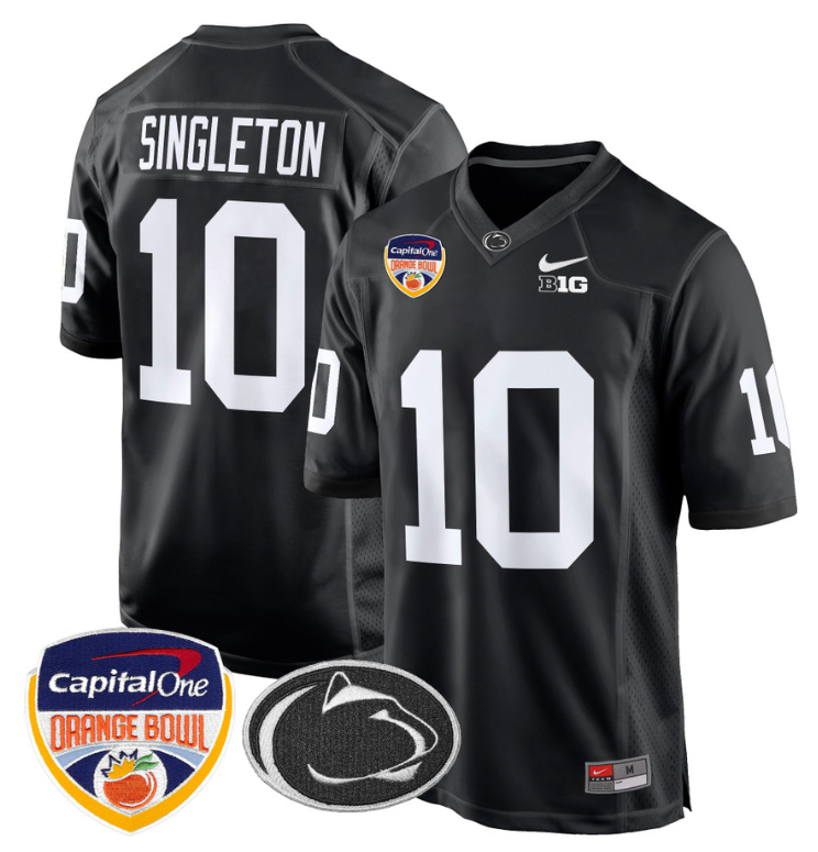 Nicholas Singleton Jersey #10 Custom Penn State Orange Bowl Patch Black