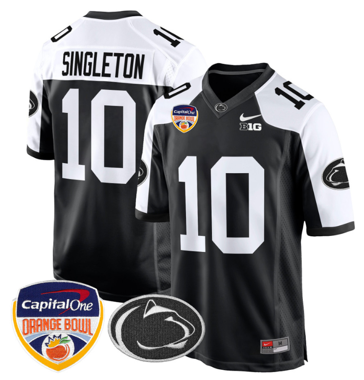 Nicholas Singleton Jersey #10 Custom Penn State Orange Bowl Patch Black Alternate