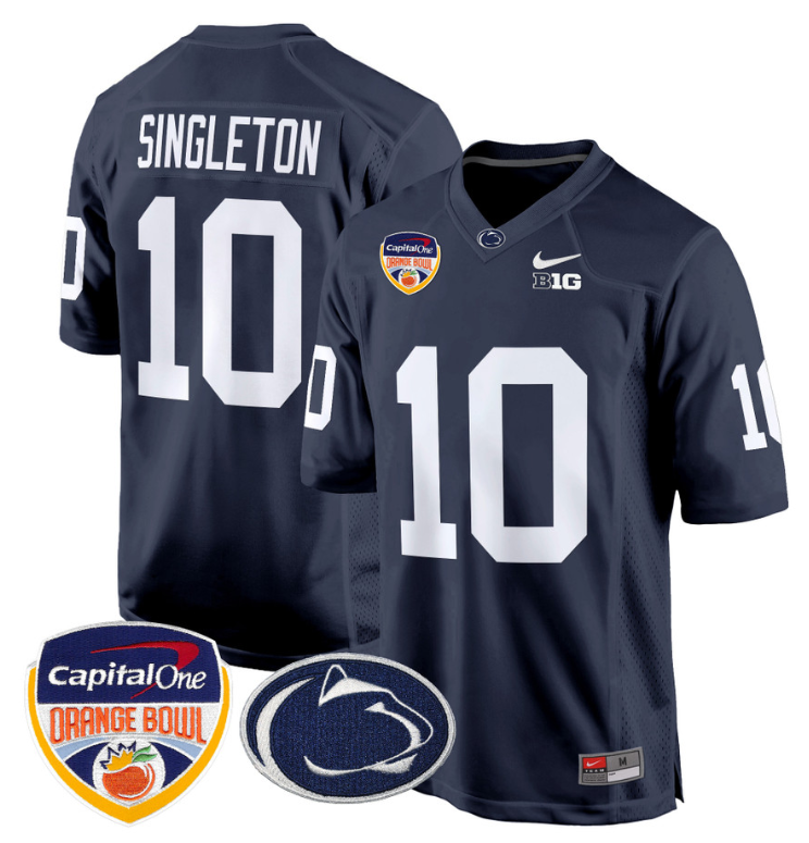 Nicholas Singleton Jersey #10 Custom Penn State Orange Bowl Patch Navy