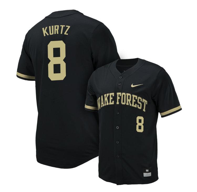 Nick Kurtz Jersey #8 Wake Forest Baseball All Stitched Black