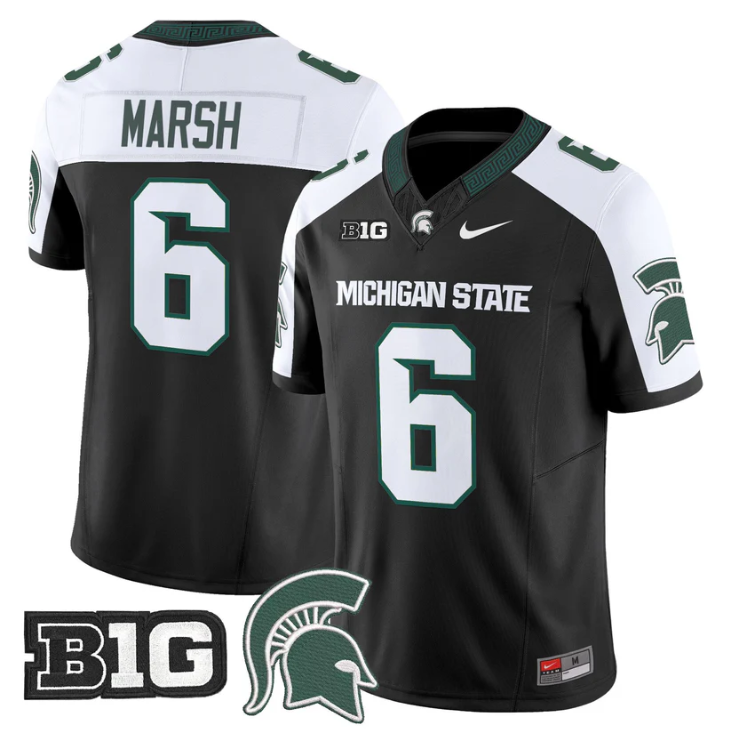 Nick Marsh Jersey #6 Michigan State Spartans 2025 Vapor Stitched Black Alter