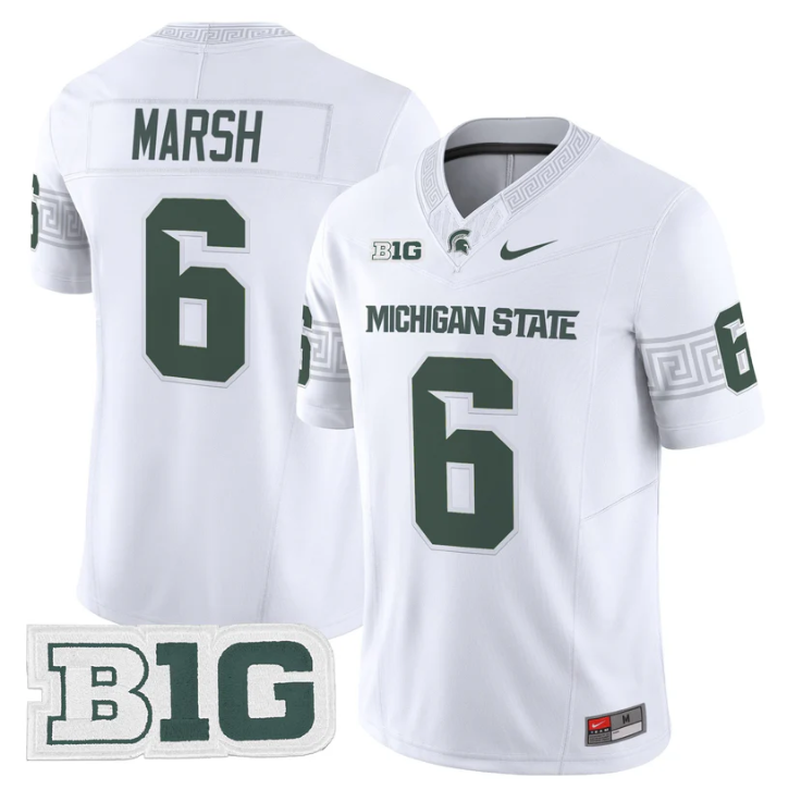 Nick Marsh Jersey #6 Michigan State Spartans 2025 Vapor Stitched White
