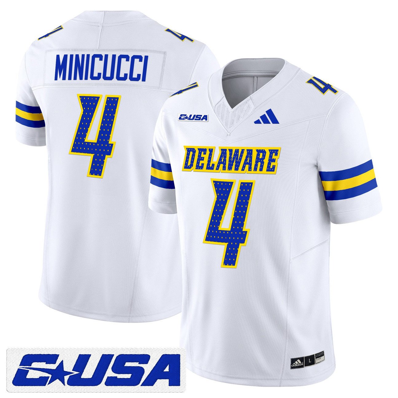 Nick Minicucci Jersey #4 Delaware Blue Hens 2025 Vapor Limited Stitched