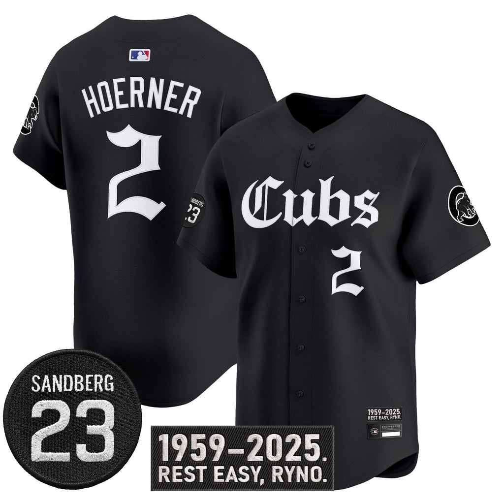 Nico Hoerner Jersey #2 Chicago Cubs Ryne Sandberg Tribute Stitched Black