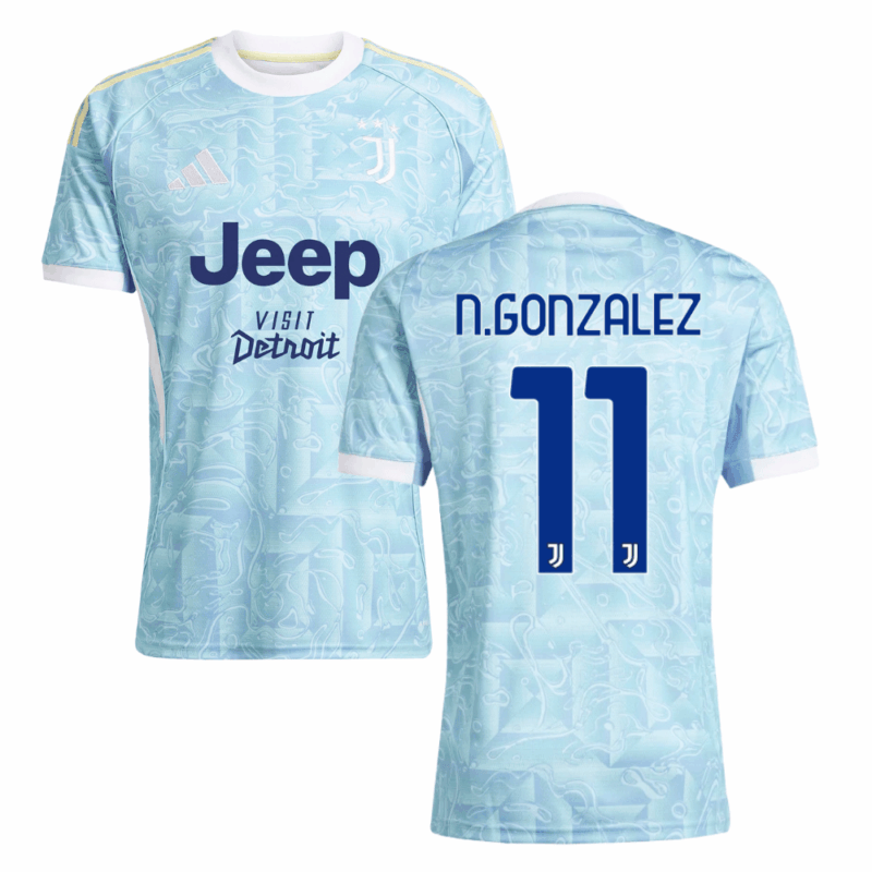 Nicolás González 11 Juventus 2025-26 Away Match Jersey – Light Blue