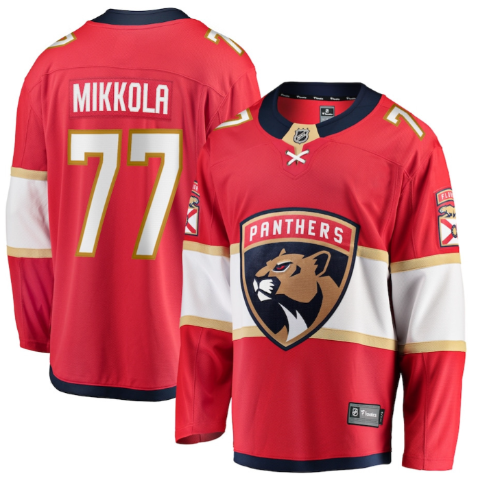 Niko Mikkola 77 Florida Panthers 2025 Breakaway Player Men Jersey Red