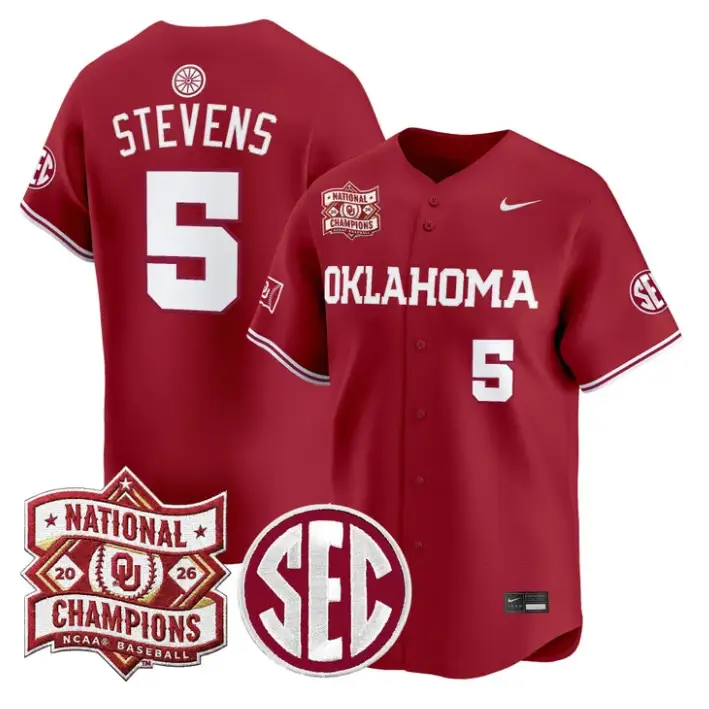 Nolan Stevens Jersey #5 Oklahoma 2026 National Champions Patch Stitched
