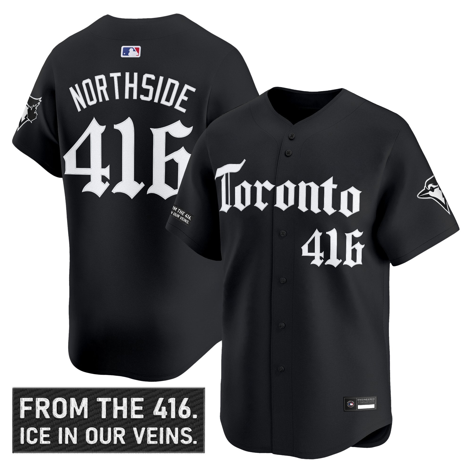 NorthSide Jersey #416 Toronto Blue Jays Gothic North Edition Stitched Black