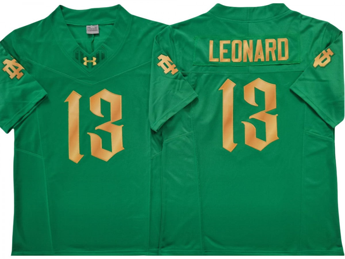 Notre Dame Fighting Irish #13 Riley Leonard Green, Gold Vapor F.U.S.E. Limited Jersey