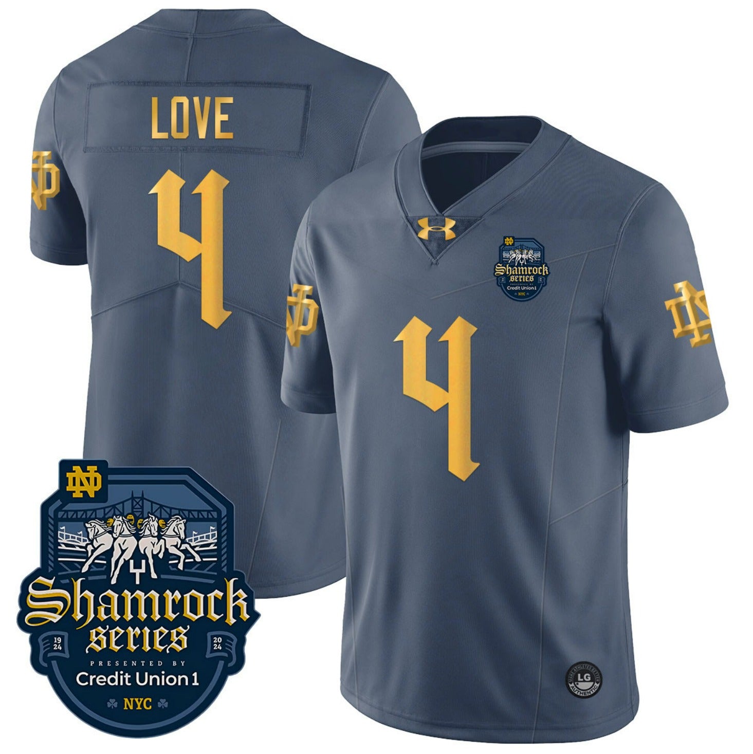 Notre Dame Shamrock Series 2024 Jersey Number 4 Name On The Back College Football Stitched