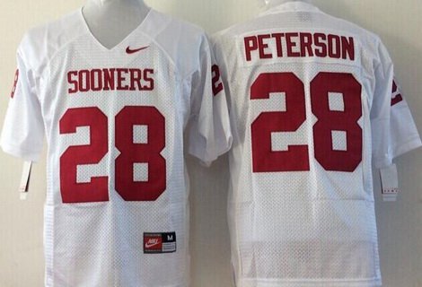 Oklahoma Sooners #28 Adrian Peterson White College Football Jersey