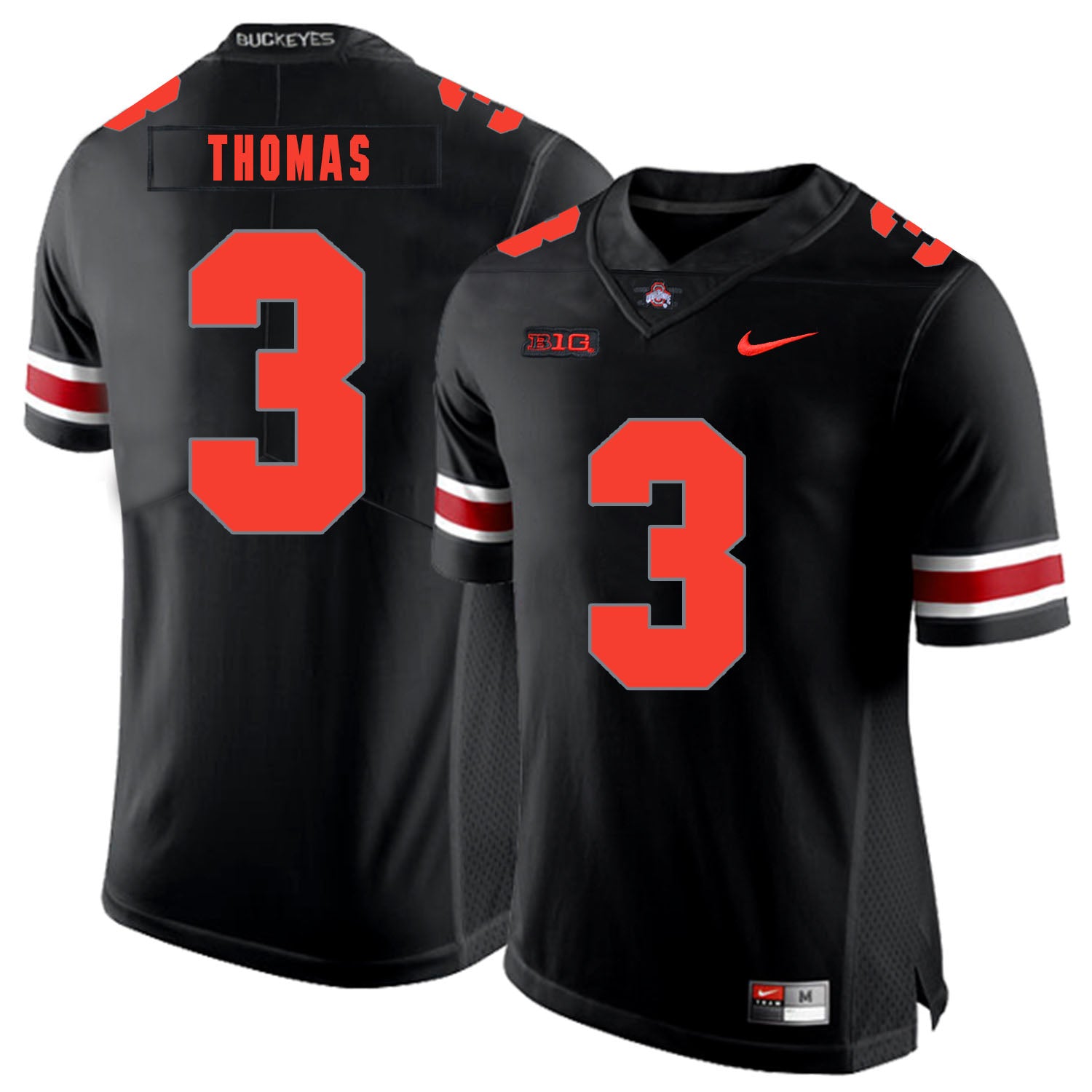 Ohio State Buckeyes #3 Michael Thomas Football Jersey Black Shadow (Copy)