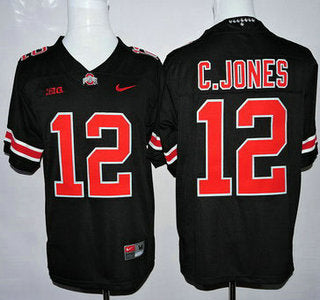 Ohio State Buckeyes #12 Cardale Jones Black With Red College Football Limited Jersey