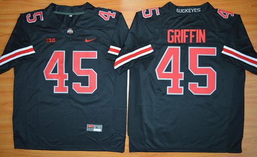 Ohio State Buckeyes #45 Archie Griffin Black With Red 2015 College Football Limited Jersey